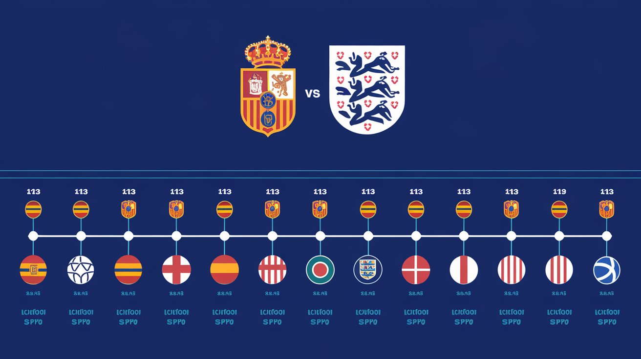 Spain National Football Team vs England National Football Team Timeline