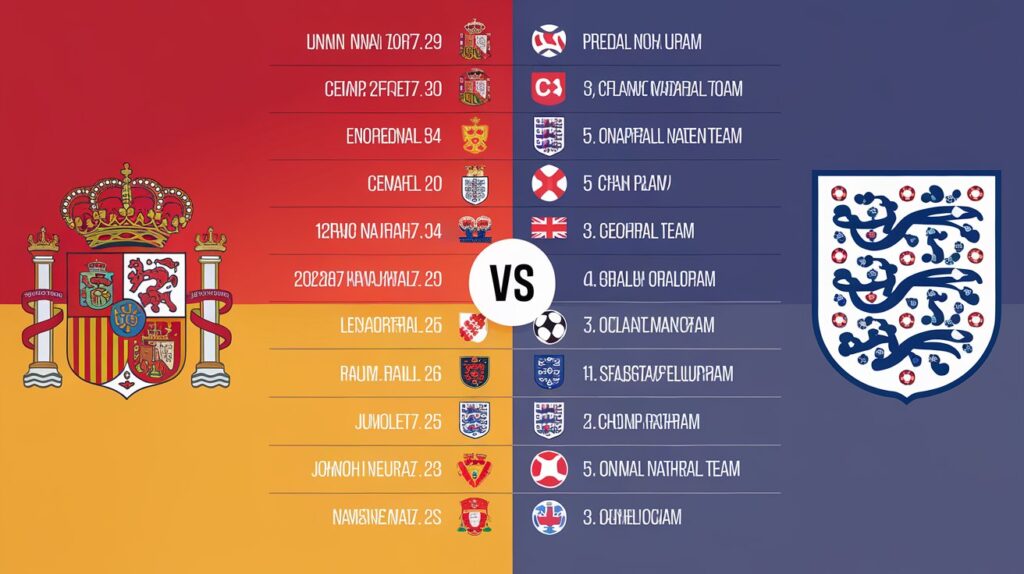 Spain National Football Team vs England National Football Team Timeline